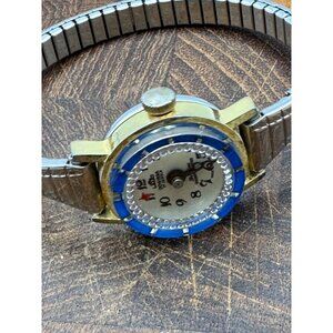 Vintage Swiss-Made Stainless Steel Watch By Jowissa With 17 Jewels & Blue Accent